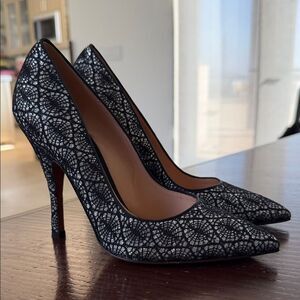 Chic Black Lace cobweb vintage retro pinup Women's Heels 38